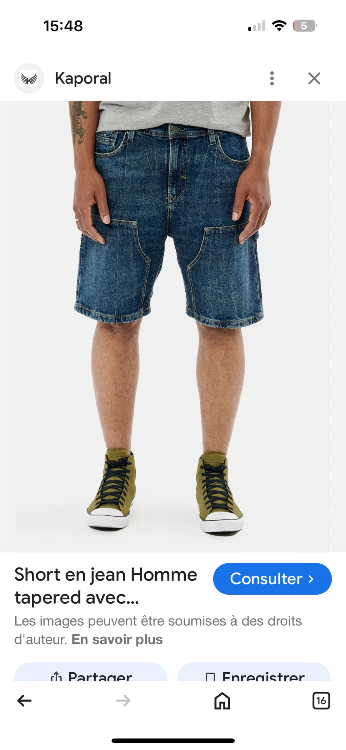 Kaporal, short de mezclilla /bermudas para hombre, talla 28 (M), nuevo sin etiqueta – photo 2